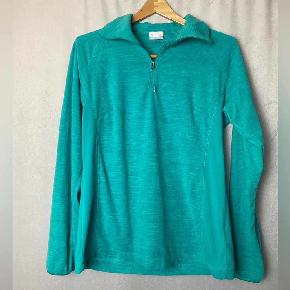 Columbia Teal Quarter-Zip Fleece Athletic Trail-Ready Comfort Gorpcore L